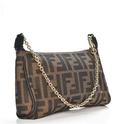 fendi zucca pochette tabacco dorato|FENDI Zucca Pochette Tobacco 1507873 .